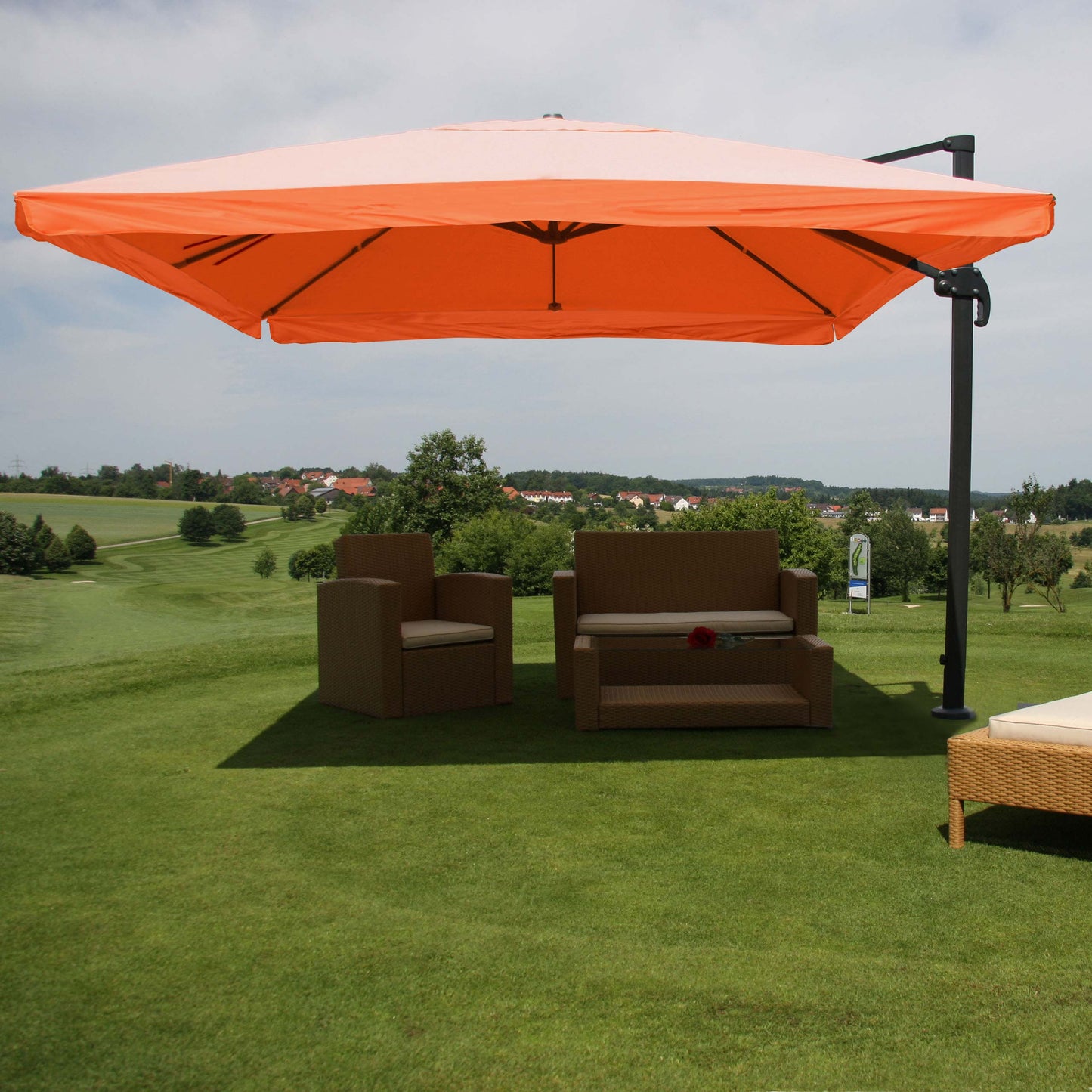Zweefparasol MCW-A96, parasol, 3x4m (Ø5m) polyester/aluminium 26kg ~ klep, terracotta zonder voet, draaibaar