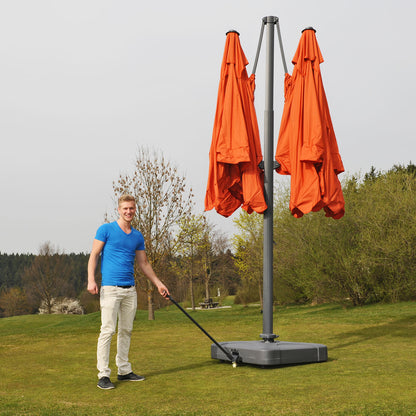 Zweefparasol T44, pergola luifel effect, 6,2x3m polyester 50kg ~ terracotta + staander
