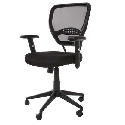 Professionele bureaustoel Seattle, directiedraaistoel, 150 kg belastbaar, stof/textiel ~ zwart met armleuningen