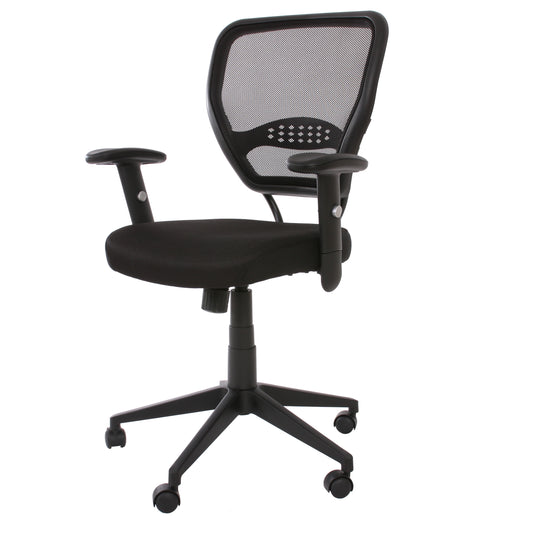 Professionele bureaustoel Seattle, directiedraaistoel, 150 kg belastbaar, stof/textiel ~ zwart met armleuningen