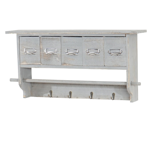 Keukenplank MCW-C49, huishoudplank Legplank, vintage met 5 laden 32x65x13cm ~ Shabby look, grijs