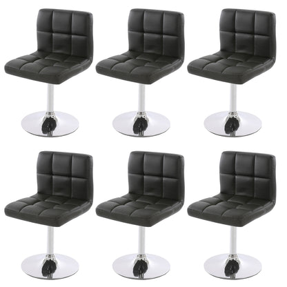 Set van 6 eetkamerstoelen Bureaustoel Stoel Kavala kunstleer chroom ~ zwart