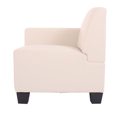 Modulair zijpaneel links, fauteuil met armleuning Lyon, kunstleer ~ crème