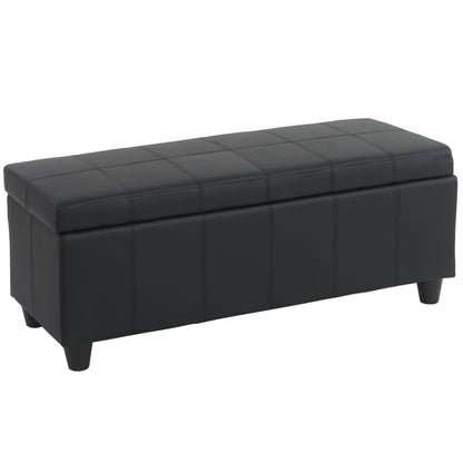Opbergkist Kriens, zitbank, kunstleer, 45x114x45cm ~ zwart mat