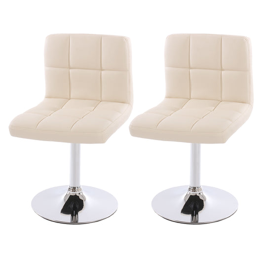 Set van 2 eetkamerstoelen Bureaustoel Stoel Kavala kunstleer chroom ~ crème