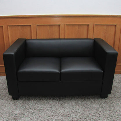 2-zits bank loungebank Lille ~ leder, zwart
