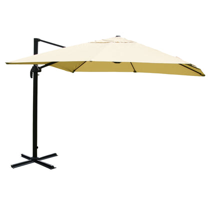 Zweefparasol MCW-A96, parasol, 3x4m (Ø5m) polyester/aluminium 26kg ~ crème zonder voet, draaibaar