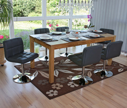 Set van 6 eetkamerstoelen Bureaustoel Stoel Kavala kunstleer chroom ~ grijs