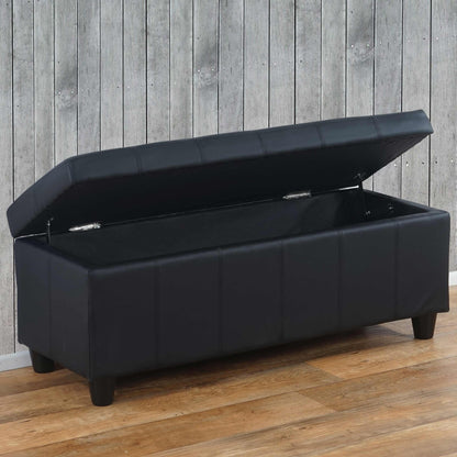 Opbergkist Kriens, zitbank, kunstleer, 45x114x45cm ~ zwart mat