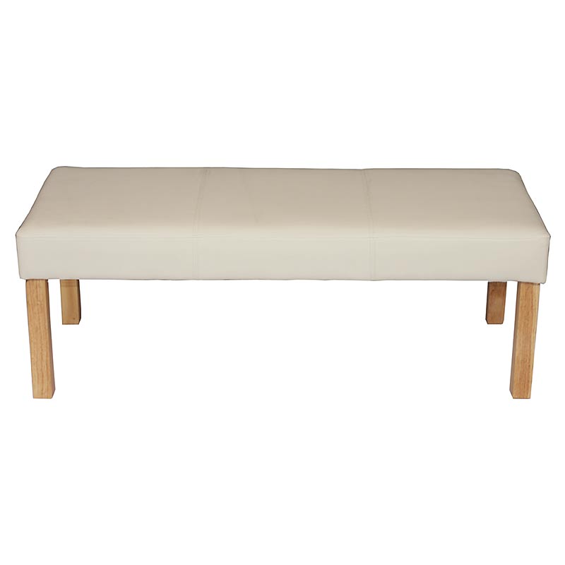Bank Gestoffeerde bank Bank M37 kunstleer ~ 120x43x49 cm crème, lichtgekleurde poten