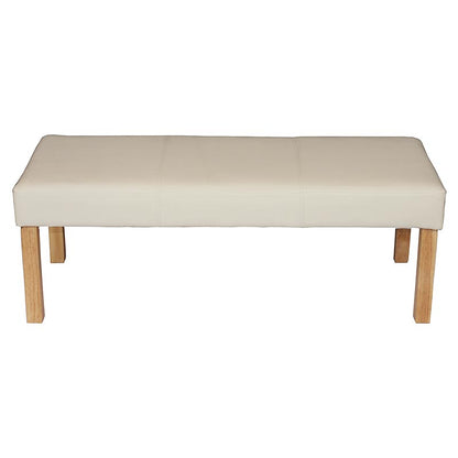 Bank Gestoffeerde bank Bank M37 kunstleer ~ 120x43x49 cm crème, lichtgekleurde poten