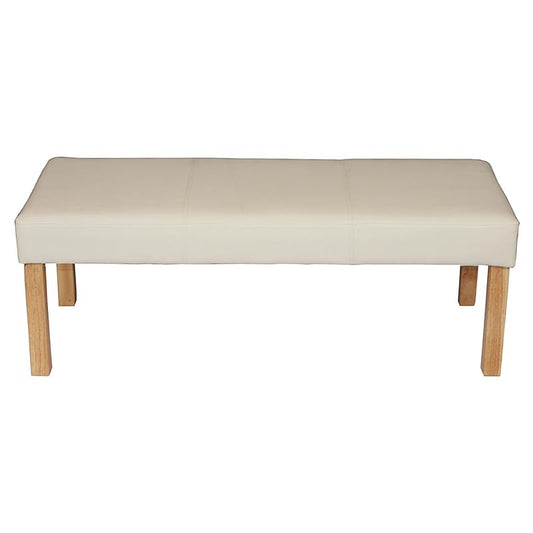 Bank Gestoffeerde bank Bank M37 kunstleer ~ 120x43x49 cm crème, lichtgekleurde poten