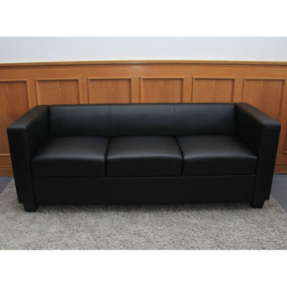 3-zits bank loungebank Lille ~ leder, zwart