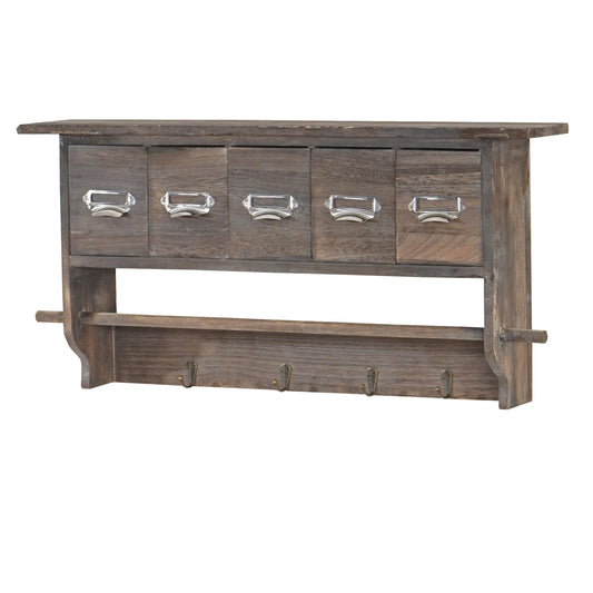 Keukenplank MCW-C49, huishoudplank Legplank, vintage met 5 laden 32x65x13cm ~ bruin