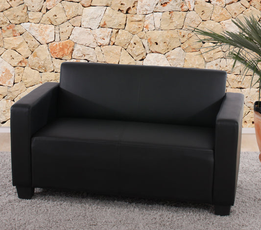 Modulaire 2-zits bank Lyon loungebank kunstleer 136cm ~ zwart