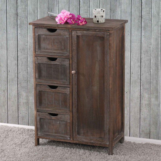 Ladekast MCW-D12, ladekast, shabby-look vintage 82x55x30cm ~ bruin