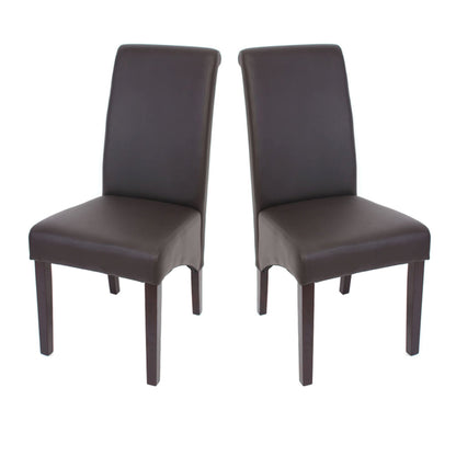 Eetkamerset Set M37, bank en 2 stoelen kunstleer ~ 120x43x49 cm bruin, donkere poten