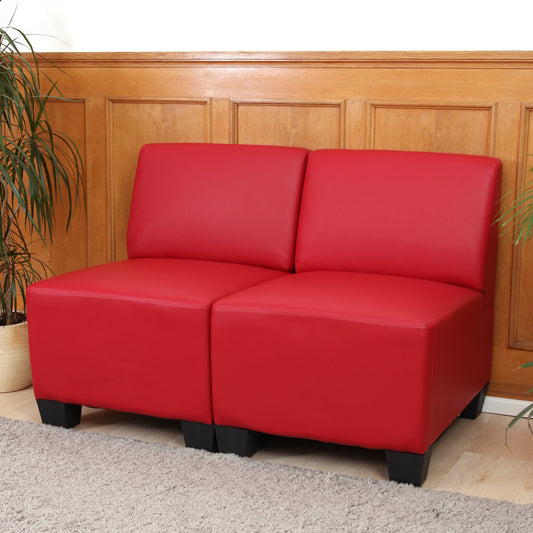 Modulaire 2-zitsbank Lyon, kunstleer ~ rood, zonder armleuningen