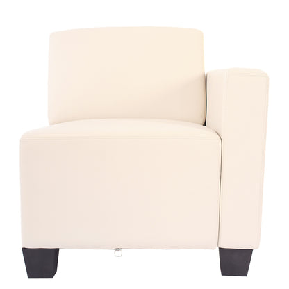 Modulair zijpaneel rechts, fauteuil met armleuning Lyon, kunstleer ~ crème