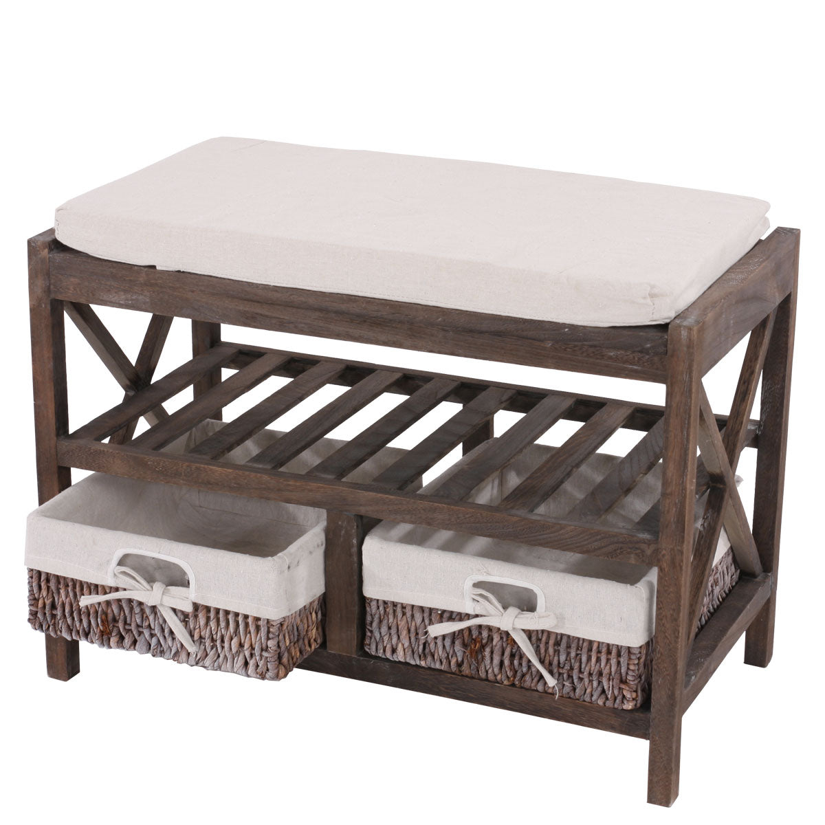 Schoenenrek MCW-C48, bank schoenenrek, shabby-look vintage 45x65x34cm ~ bruin