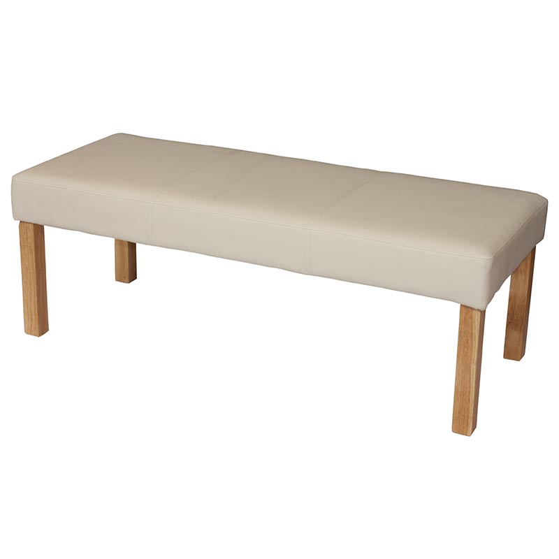 Bank Gestoffeerde bank Bank M37 kunstleer ~ 120x43x49 cm crème, lichtgekleurde poten