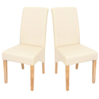 Eetkamerset Set M37, bank en 2 stoelen kunstleer ~ 120x43x49 cm crème, lichtgekleurde poten