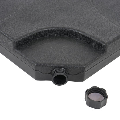 Zweefparasol MCW-A96, horeca, 3x3m (Ø4,24m) polyester aluminium/staal 23kg ~ Flap, crème met voet, draaibaar