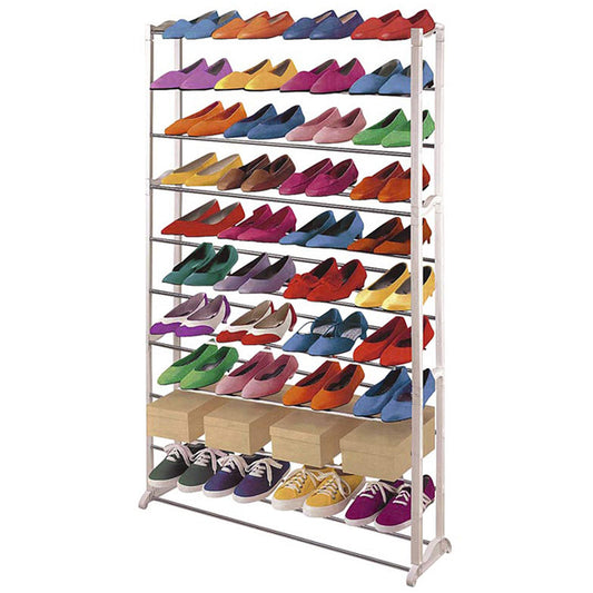 Schoenrek Schoenrek, kunststof, metalen dwarsbalken, wit ~ voor 40 paar schoenen