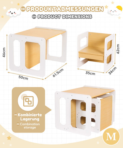 Yorbay 2-in-1 Kindertisch Stuhl Set aus MDF mit Handgriffen